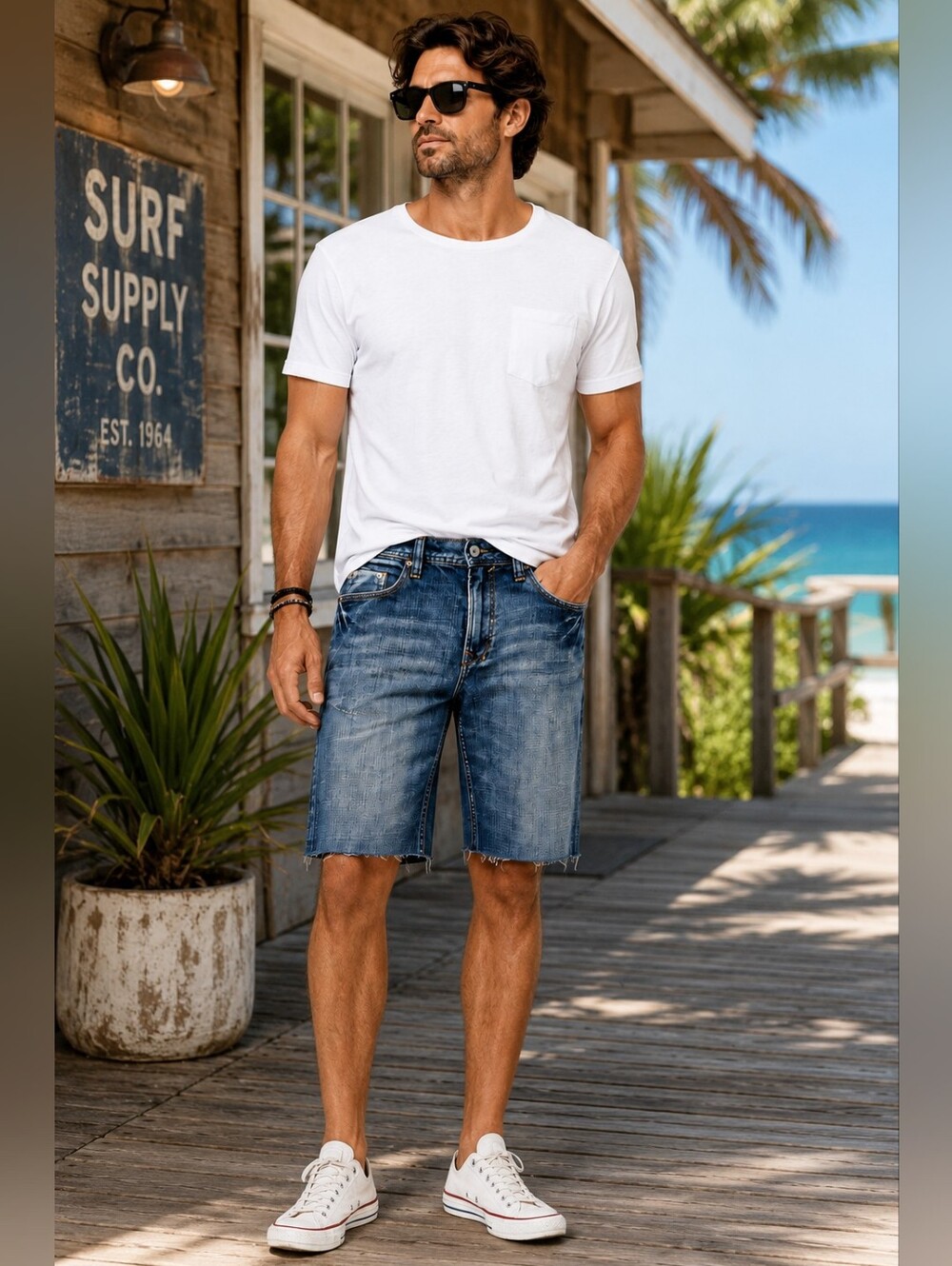 Title: Buffalo David Bitton Game 3 Denim Cutoff Shorts Men’s 33 Distressed Raw H